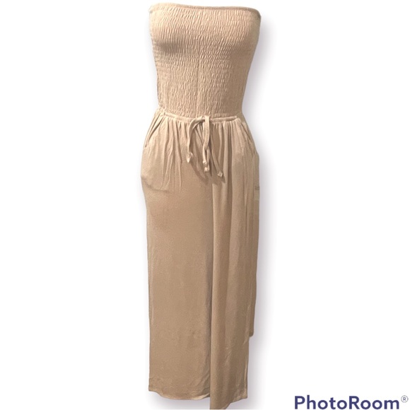 Smocked tube top jumpsuit - dusty blush - Picture 3 of 4